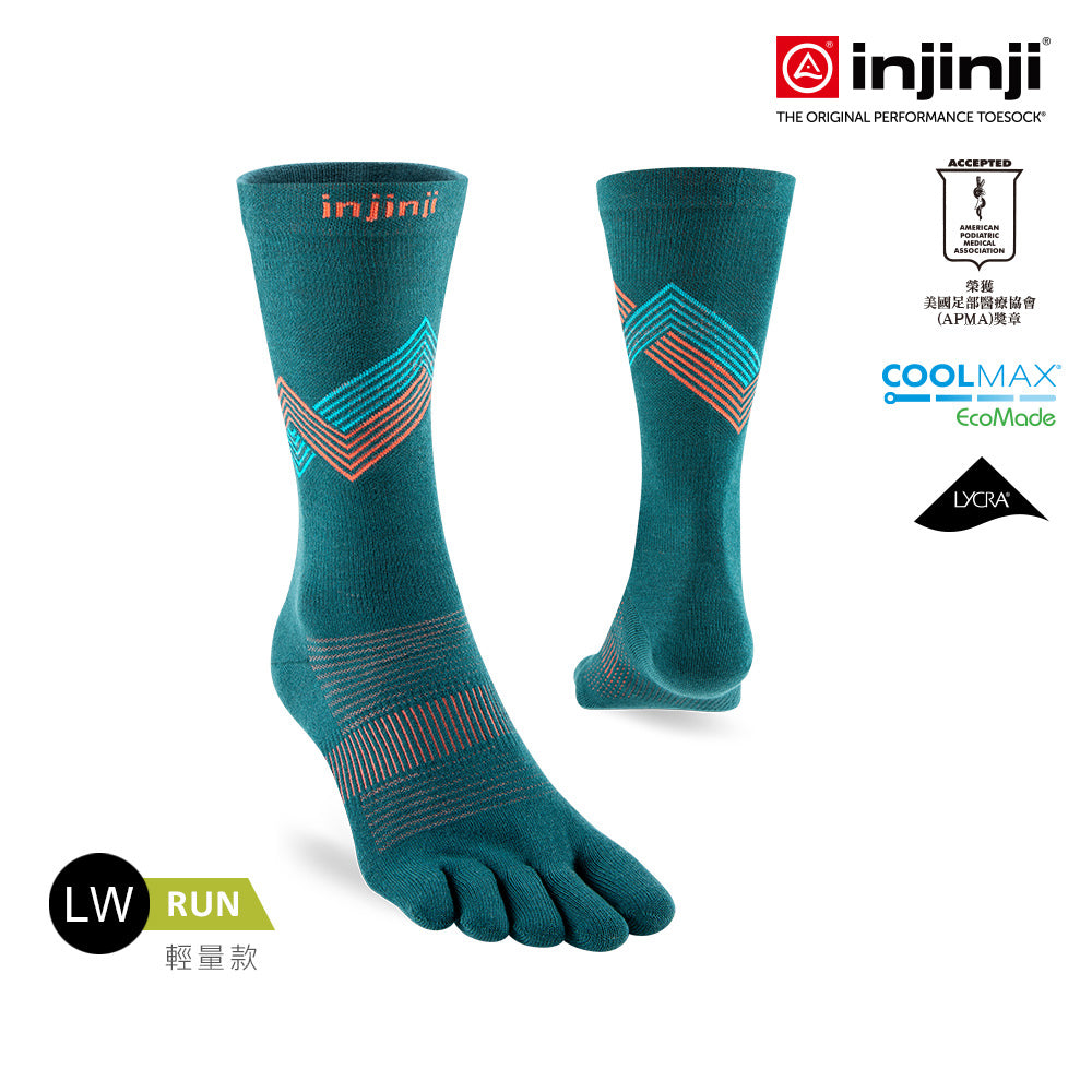 Injinji - 【injinji】Run輕量吸排五趾中筒襪NX (潟湖綠)  - NAA1947 | COOLMAX 快乾襪 吸濕排汗 輕量透氣 中筒襪