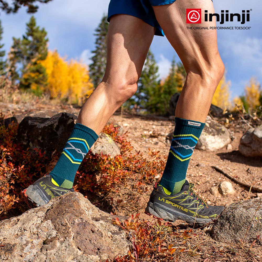 Injinji - 【injinji】Trail野跑避震吸排五趾中筒襪FX (墨綠) - NAA3738 | 吸濕排汗 厚底防震 防腳底水泡 推薦鐵人襪