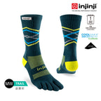 Injinji - 【injinji】Trail野跑避震吸排五趾中筒襪FX (墨綠) - NAA3738 | 吸濕排汗 厚底防震 防腳底水泡 推薦鐵人襪