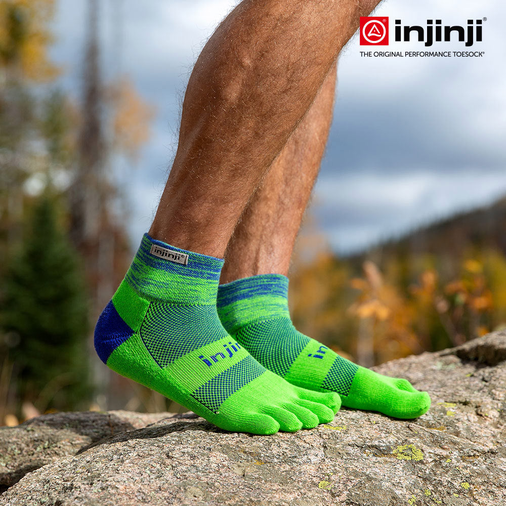 Injinji - 【injinji】Trail野跑避震吸排五趾短襪 (樹冠綠) - NAA3643 | 厚底防震 運動員推薦 吸濕排汗 五趾襪