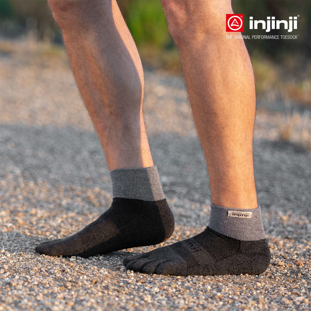 Injinji - 【injinji】Trail野跑避震吸排五趾短襪 (黑色)-NAA3695 | 厚底防震 運動員推薦 吸濕排汗 五趾襪