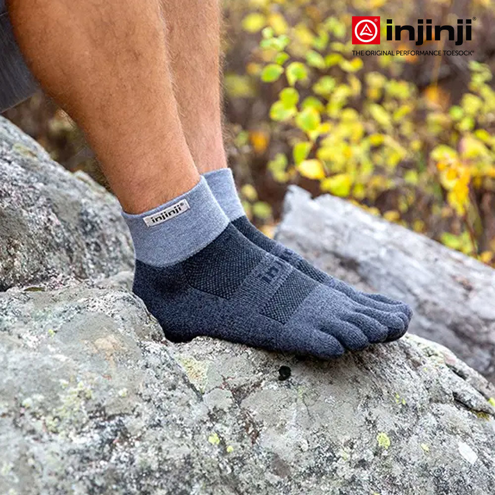 Injinji - 【injinji】Trail野跑避震吸排五趾短襪 (黑色)-NAA3695 | 厚底防震 運動員推薦 吸濕排汗 五趾襪