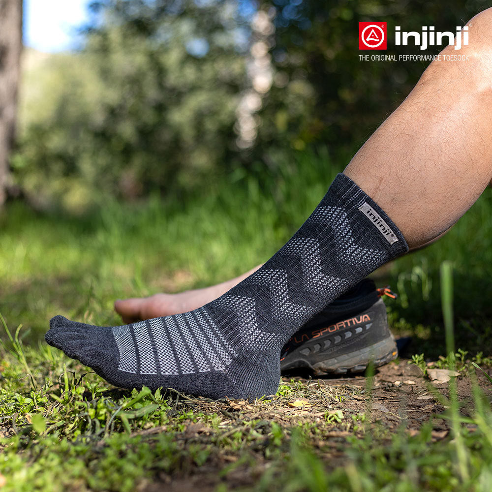Injinji - 【injinji】Outdoor戶外避震羊毛五趾中筒襪NX (石板灰) -NAA7694 | 五趾襪 登山襪 登山推薦 防臭抗菌 吸濕排汗 羊毛襪