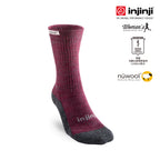 Injinji - 【injinji】HIKER 女 羊毛中筒健行襪(棗紅) - WAA6308 |中筒襪 羊毛襪 健行外襪