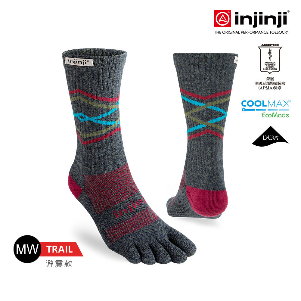 Injinji - 【injinji】Trail野跑避震吸排五趾中筒襪FX (山稜線) - NAA3794 | 吸濕排汗 厚底防震 防腳底水泡 推薦鐵人襪