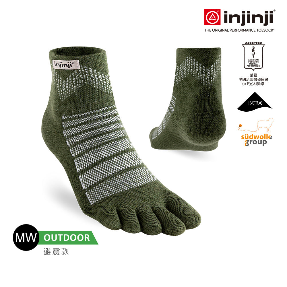 Injinji - 【injinji】Outdoor戶外避震羊毛五趾短襪NX (森林綠)-NAA7548|五趾襪 登山襪 登山推薦 防臭抗菌 吸濕排汗 羊毛襪