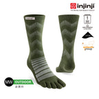 Injinji - 【injinji】Outdoor戶外避震羊毛五趾中筒襪NX (森林綠)-AA7648 |五趾襪 登山襪 登山推薦 防臭抗菌 吸濕排汗 羊毛襪
