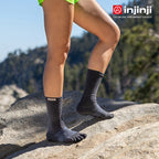 Injinji - 【injinji】女 Trail野跑避震吸排五趾中筒襪FX (黑色) - WAA3995 | 吸濕排汗 厚底防震 防腳底水泡 推薦女襪