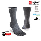 Injinji - 【injinji】女 Trail野跑避震吸排五趾中筒襪FX (黑色) - WAA3995 | 吸濕排汗 厚底防震 防腳底水泡 推薦女襪