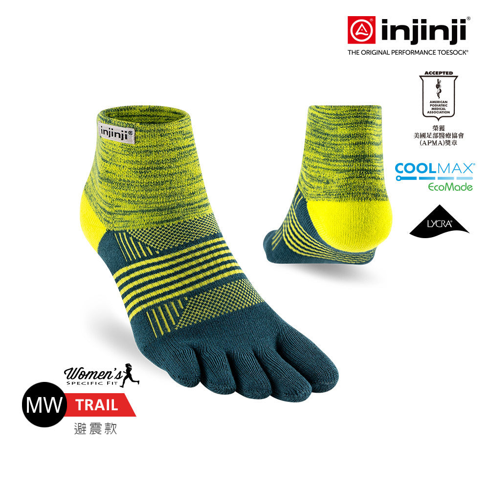 Injinji - 【injinji】女 Trail野跑避震吸排五趾短襪(螢火蟲) - WAA3834 | 厚底防震 運動員推薦 吸濕排汗 五趾襪