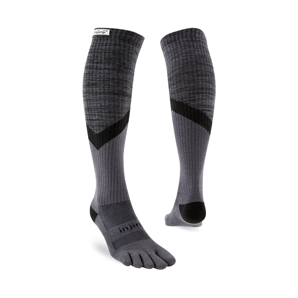 Injinji - 【injinji】Trail野跑避震吸排五趾高筒襪 (黑色) - NAA3595 | 厚底防震 運動員推薦 吸濕排汗 五趾襪