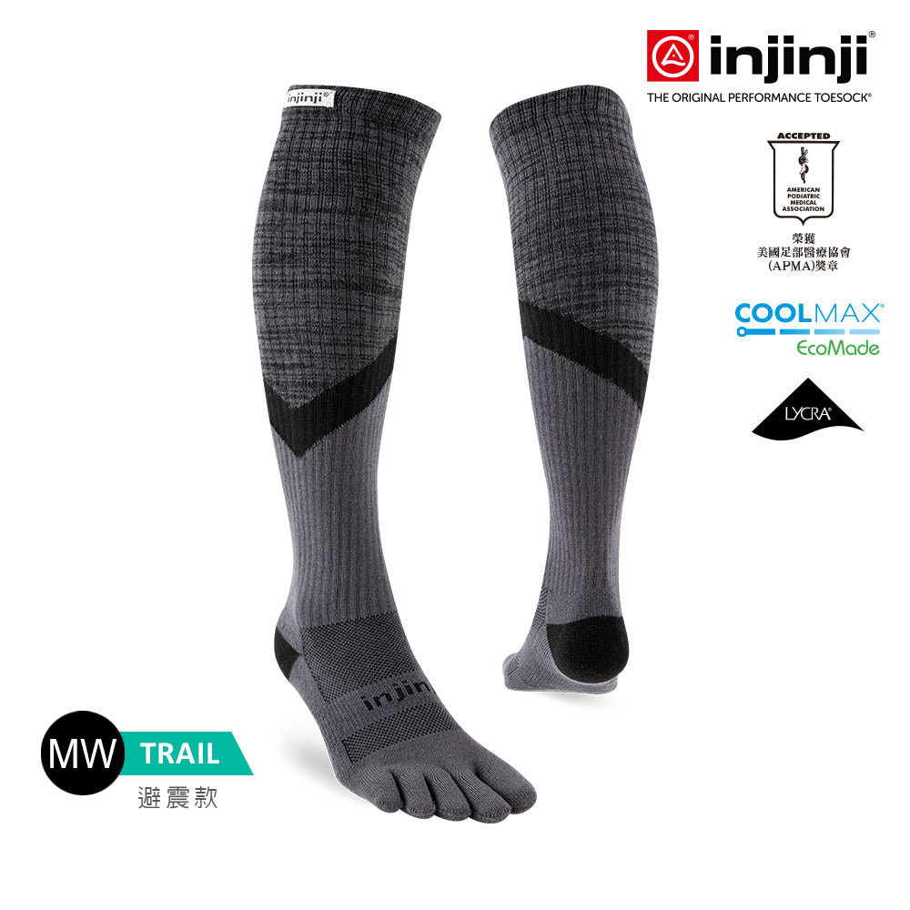 Injinji - 【injinji】Trail野跑避震吸排五趾高筒襪 (黑色) - NAA3595 | 厚底防震 運動員推薦 吸濕排汗 五趾襪