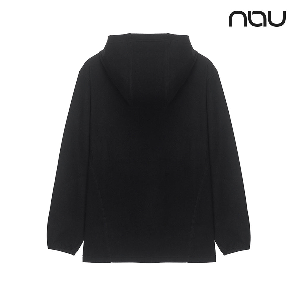 nau - 【nau】雙面刷毛連帽長袖上衣(黑色)-雙面刷毛 保暖 柔軟親膚 中性款|DB2NJ201|1NUTSW4902