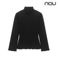 nau - 【nau】女 雙面刷毛小高領長袖上衣(黑色)-雙面刷毛 保暖 柔軟 親膚 荷葉邊|DB2WC702|1NUTSW4501