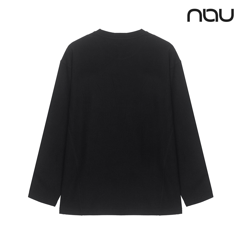 nau - 【nau】雙面刷毛長袖上衣(黑色)-雙面刷毛 保暖 柔軟親膚 中性款|DB2NC703|1NUTSW4903