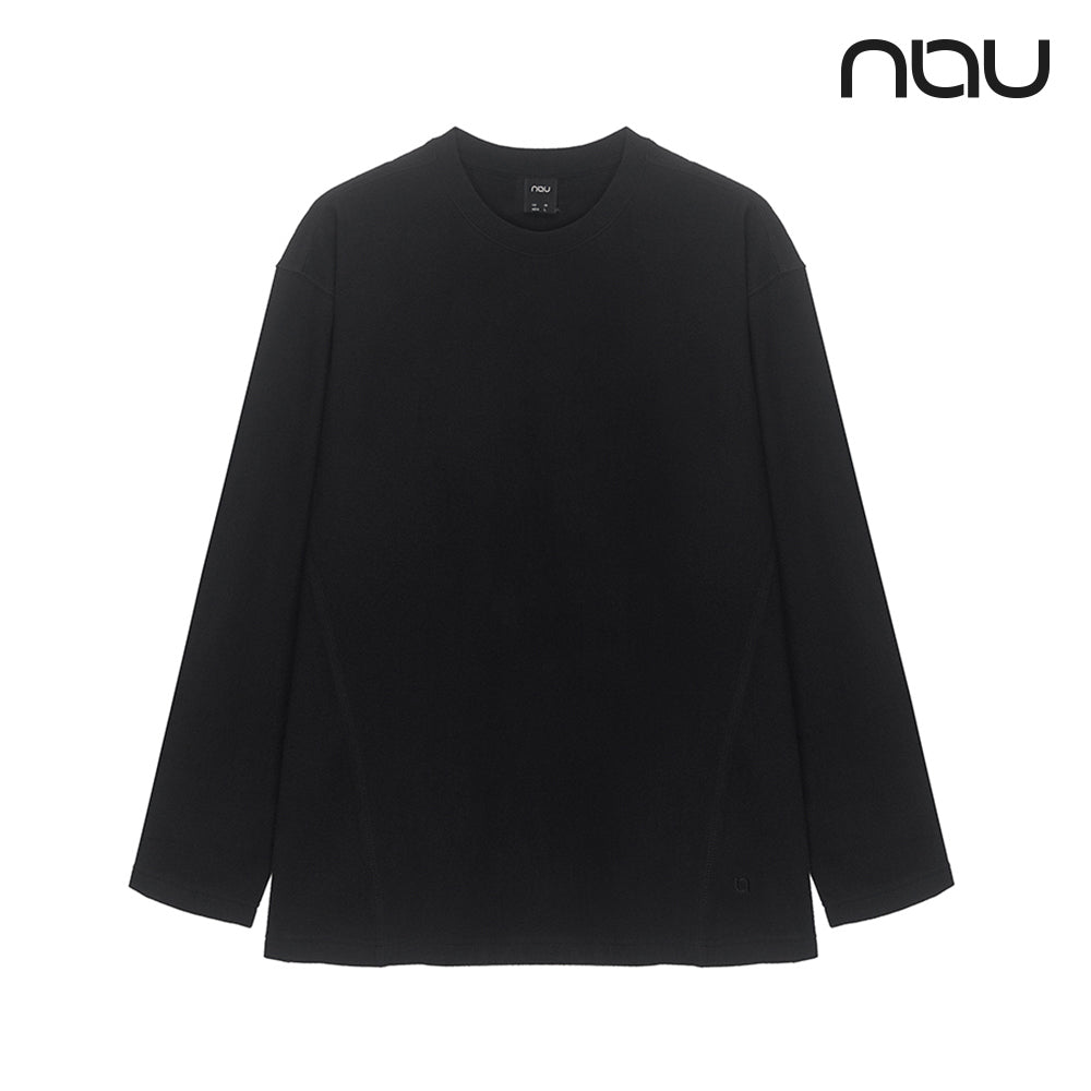 nau - 【nau】雙面刷毛長袖上衣(黑色)-雙面刷毛 保暖 柔軟親膚 中性款|DB2NC703|1NUTSW4903
