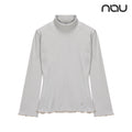 nau - 【nau】女 雙面刷毛小高領長袖上衣(暖灰色)-雙面刷毛 保暖 柔軟 親膚 荷葉邊|DB2WC702|1NUTSW4501