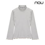 nau - 【nau】女 雙面刷毛小高領長袖上衣(暖灰色)-雙面刷毛 保暖 柔軟 親膚 荷葉邊|DB2WC702|1NUTSW4501