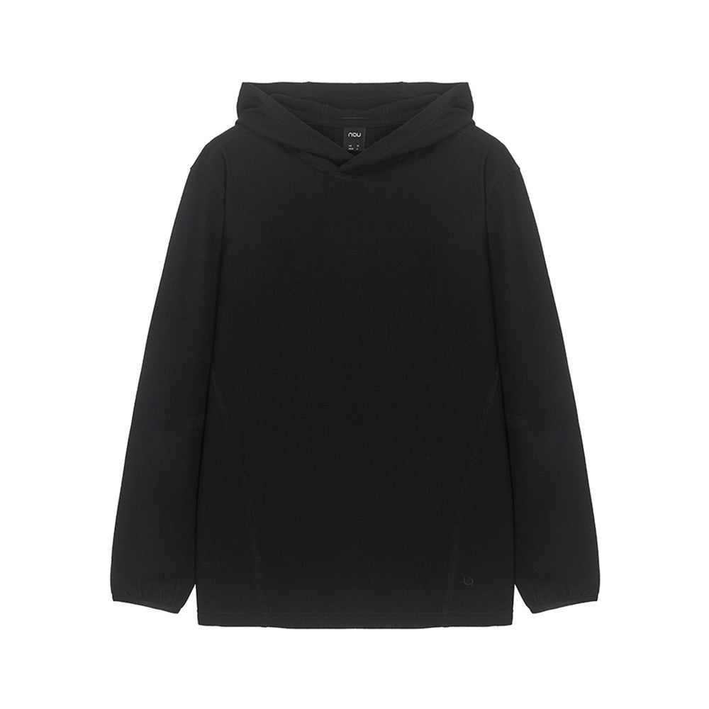 nau - 【nau】雙面刷毛連帽長袖上衣(黑色)-雙面刷毛 保暖 柔軟親膚 中性款|DB2NJ201|1NUTSW4902