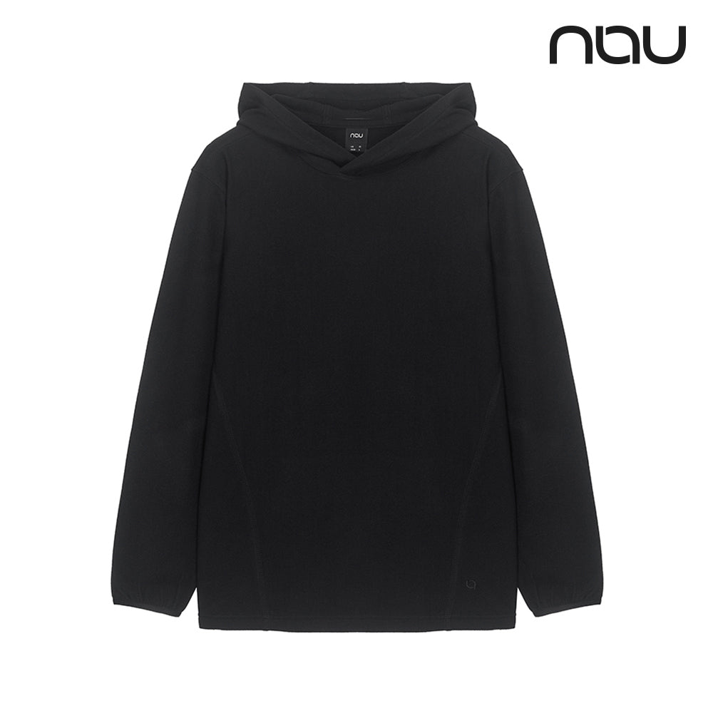nau - 【nau】雙面刷毛連帽長袖上衣(黑色)-雙面刷毛 保暖 柔軟親膚 中性款|DB2NJ201|1NUTSW4902