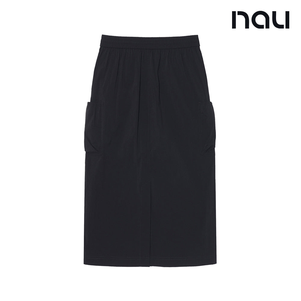 nau - 【nau】女 SUMMER ACT工裝裙(黑色)-夏季 尼龍彈性 輕量 防潑水 多口袋 工裝裙|EB1WR102|1NUSKMU502