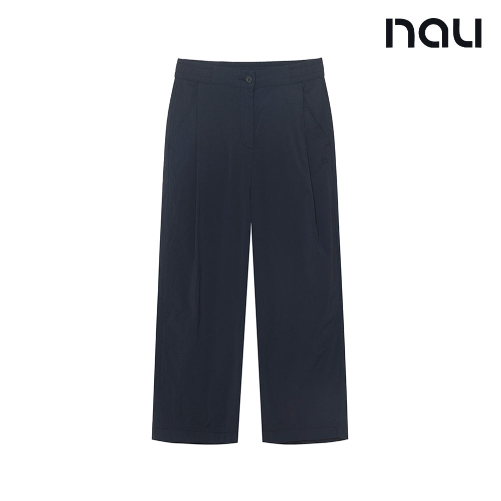 nau - 【nau】女 WORKATION七分寬褲(海軍藍)-夏季  吸濕排汗 彈性 透氣 涼爽|EB1WP201|1NUPNMU505