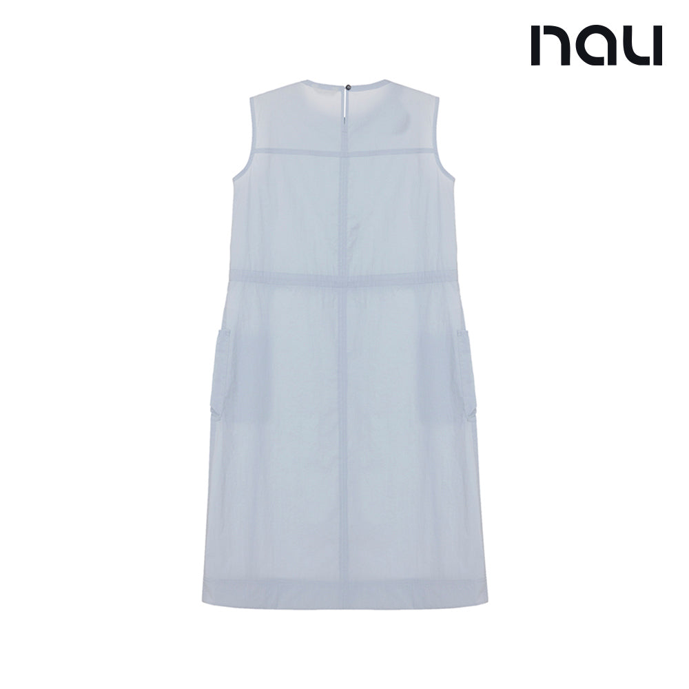 nau - 【nau】女 SUMMER ACT無袖連身裙(淺藍)-夏季 尼龍彈性 透氣 防潑水 洋裝|EB1WR101|1NUOPMU501