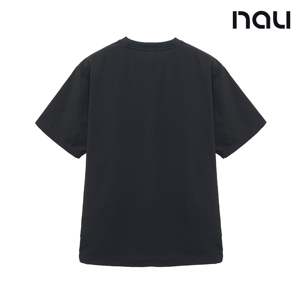 nau - 【nau】SEERSUCKER短袖上衣(深灰)-夏季涼爽 泡泡紗 不黏身 中性款 短T|EB1NC502|1NUTSMU901