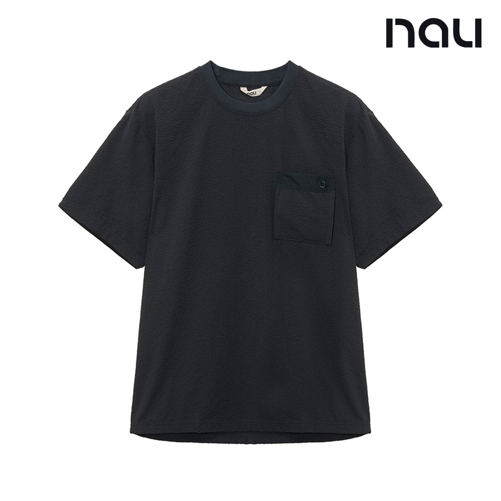 nau - 【nau】SEERSUCKER短袖上衣(深灰)-夏季涼爽 泡泡紗 不黏身 中性款 短T|EB1NC502|1NUTSMU901