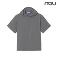 nau - 【nau】SUMER ACT短袖半開襟連帽上衣(橄綠)-夏季 透氣 仿棉 尼龍彈性 連帽短T 中性款|EB1NC801|1NUJKMU903