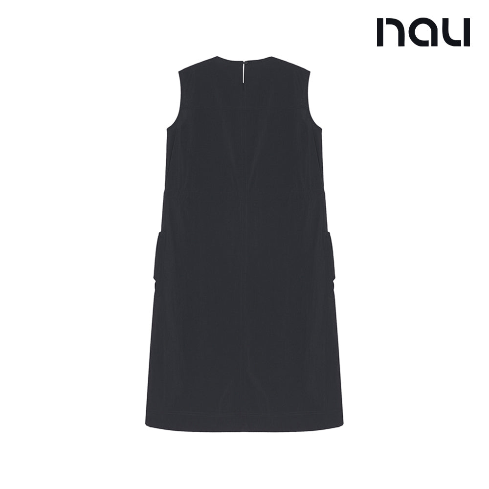 nau - 【nau】女 SUMMER ACT無袖連身裙(黑色)-夏季 尼龍彈性 透氣 防潑水 洋裝|EB1WR101|1NUOPMU501