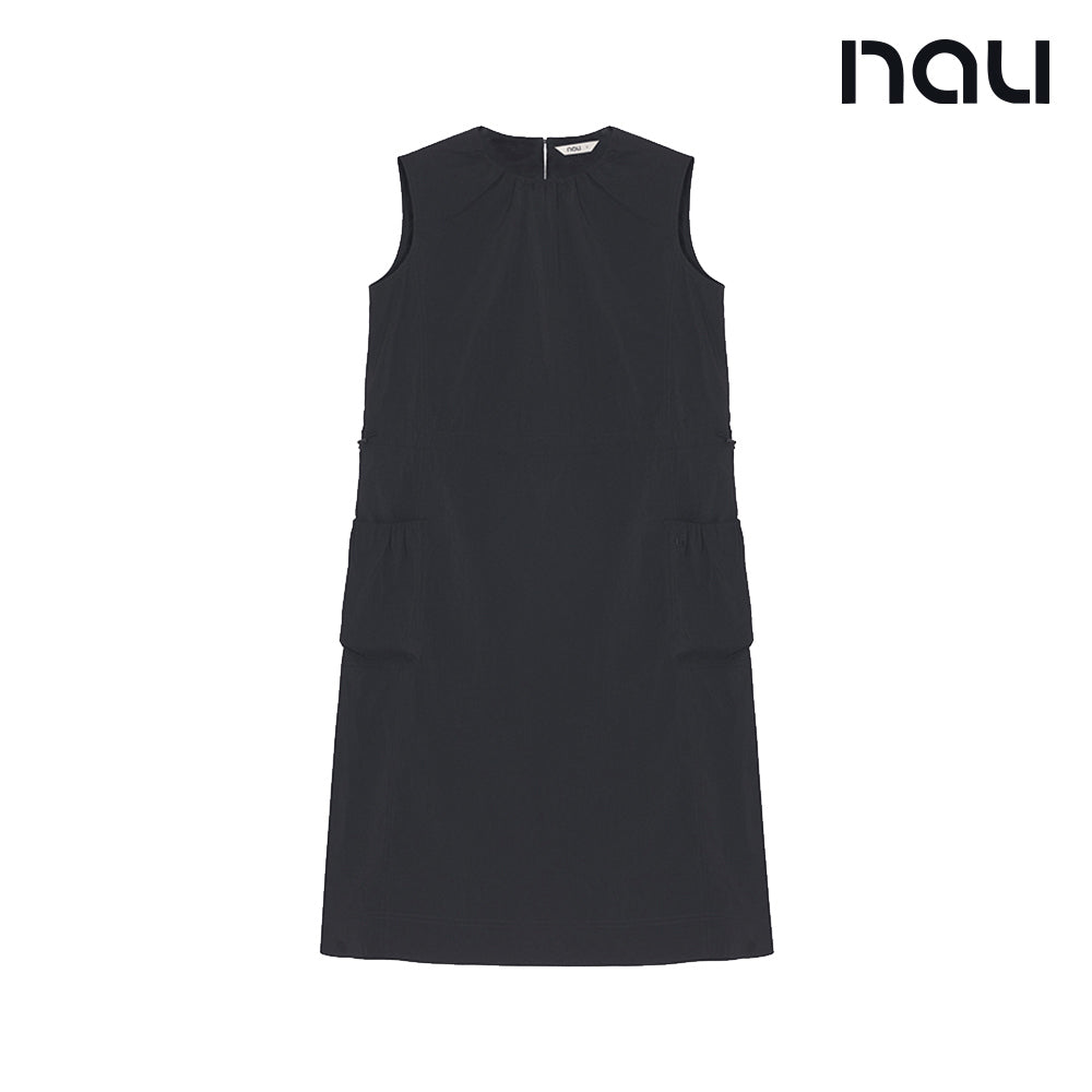 nau - 【nau】女 SUMMER ACT無袖連身裙(黑色)-夏季 尼龍彈性 透氣 防潑水 洋裝|EB1WR101|1NUOPMU501