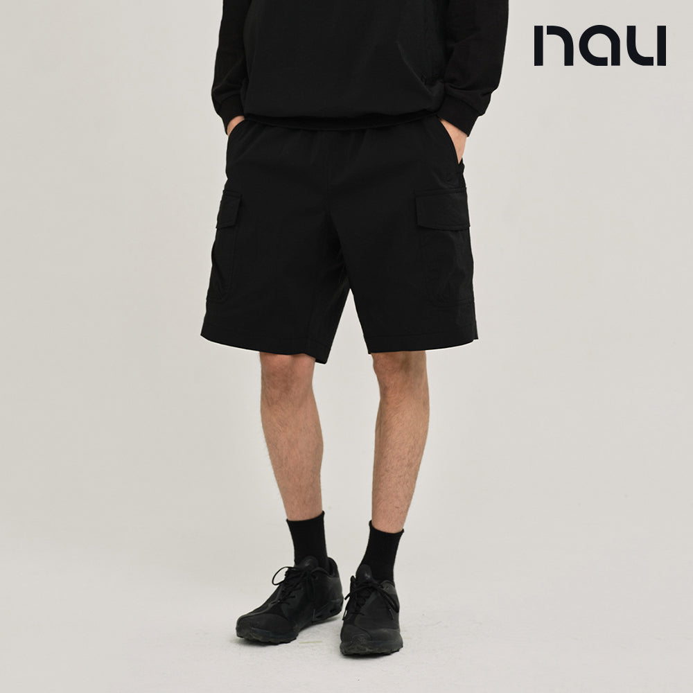 nau - 【nau】SUMMER ACT工裝短褲(黑色)-夏季 尼龍彈性 防潑水 中性款 短褲|EB1NP001|1NUHPMU902