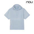 nau - 【nau】SUMER ACT短袖半開襟連帽上衣(淺藍)-夏季 透氣 仿棉 尼龍彈性 連帽短T 中性款|EB1NC801|1NUJKMU903