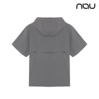 nau - 【nau】SUMER ACT短袖半開襟連帽上衣(橄綠)-夏季 透氣 仿棉 尼龍彈性 連帽短T 中性款|EB1NC801|1NUJKMU903
