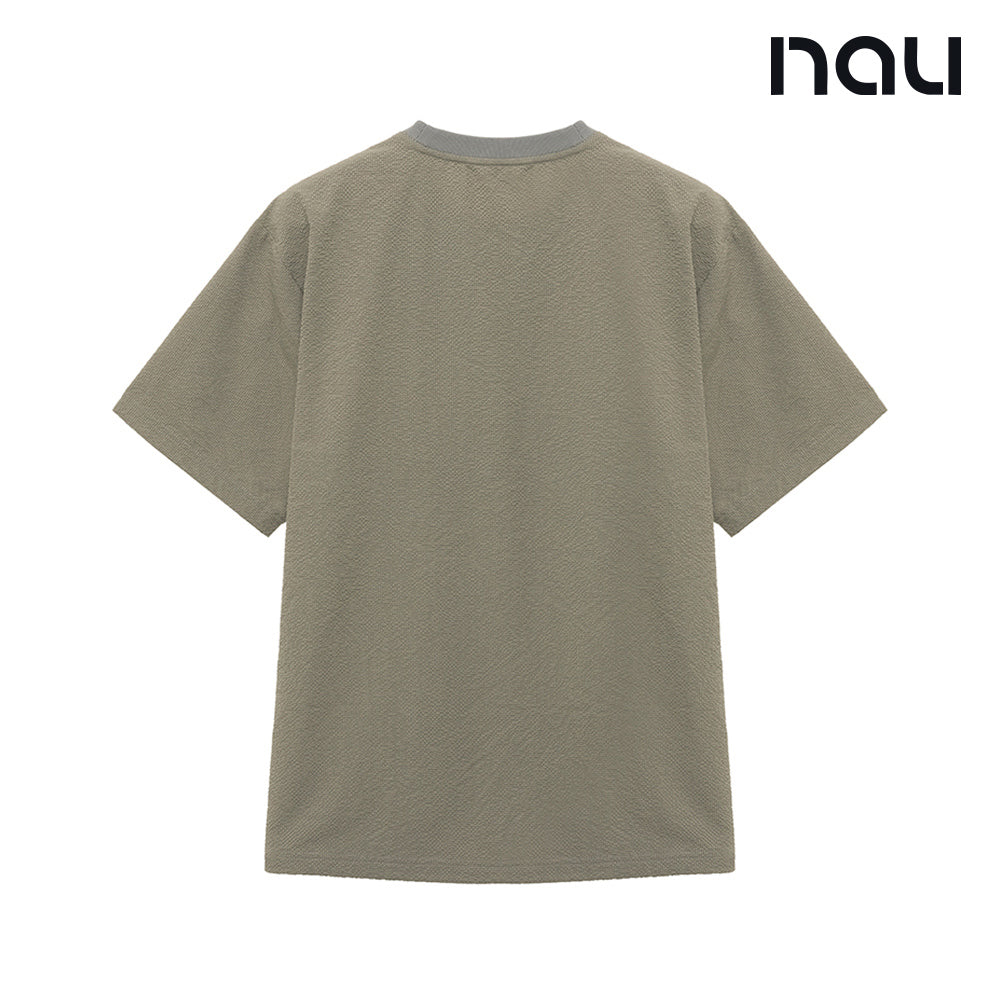 nau - 【nau】SEERSUCKER短袖上衣(淺橄綠)-夏季涼爽 泡泡紗 不黏身 中性款 短T|EB1NC502|1NUTSMU901