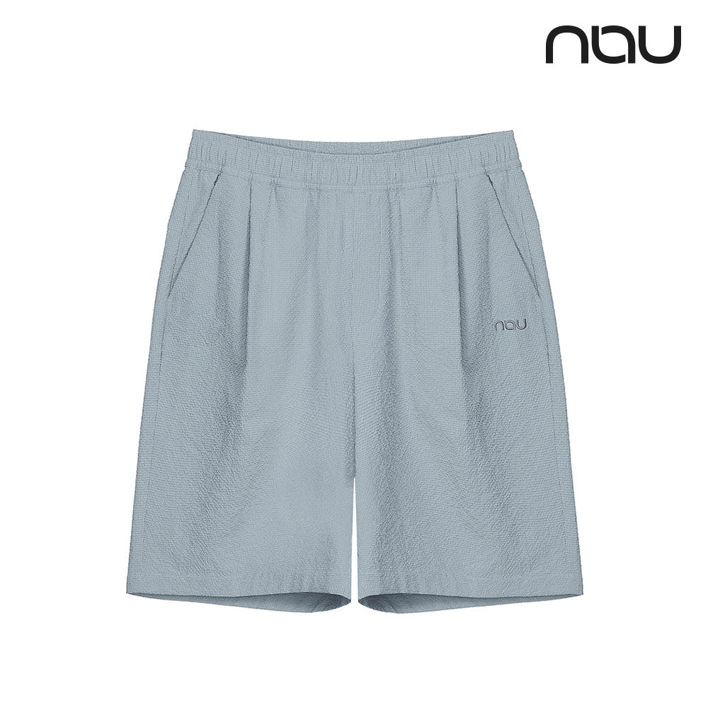 nau - 【nau】SEERSUCKER短褲(灰藍)-夏季涼爽 泡泡紗 透氣 涼感 抗菌除臭 中性款|DB1NP003|1NUHPM4903