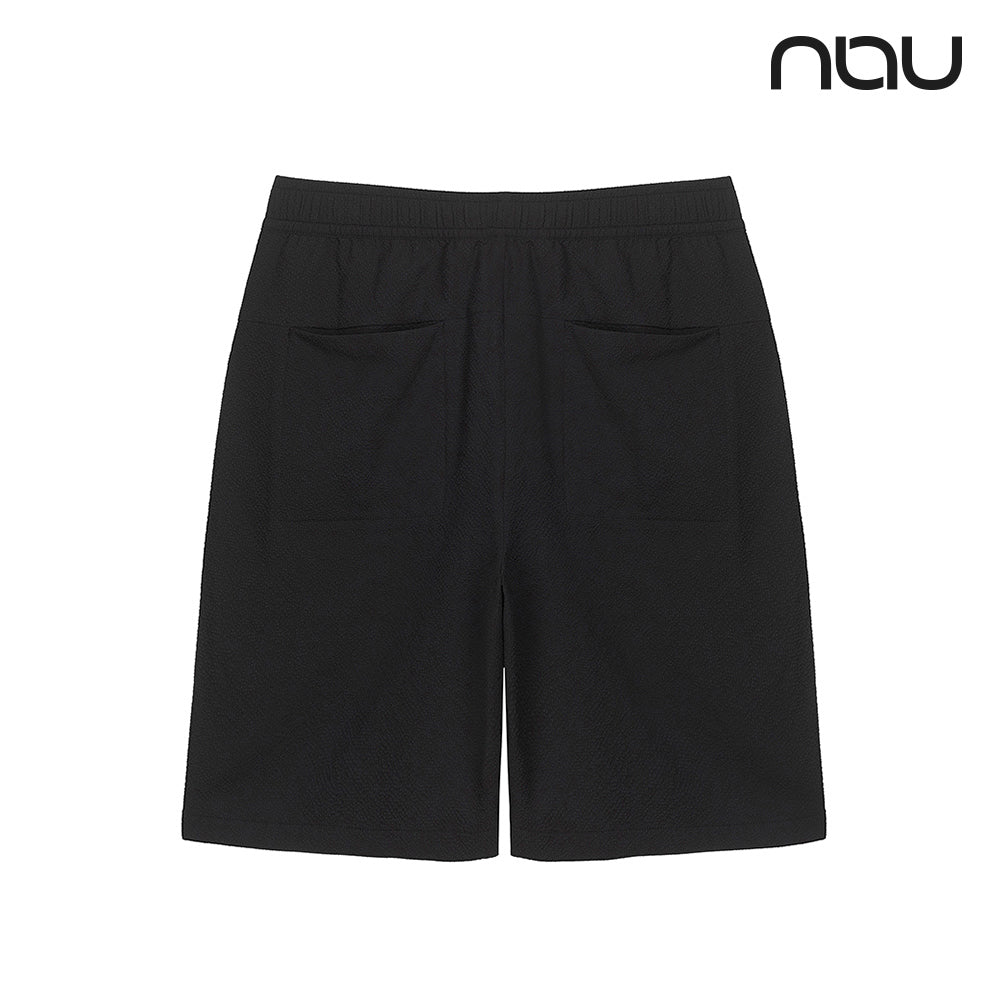 nau - 【nau】SEERSUCKER短褲(黑色)-夏季涼爽 泡泡紗 透氣 涼感 抗菌除臭 中性款|DB1NP003|1NUHPM4903