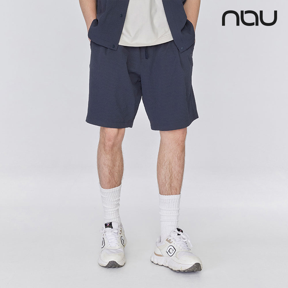 nau - 【nau】SEERSUCKER短褲(黑色)-夏季涼爽 泡泡紗 透氣 涼感 抗菌除臭 中性款|DB1NP003|1NUHPM4903