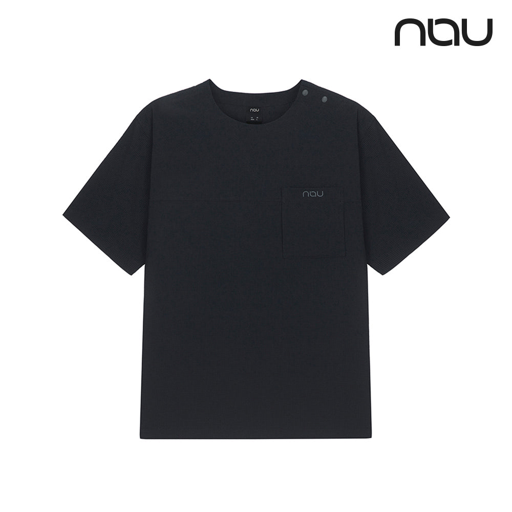 nau - 【nau】M/S SEERSUCKER短袖上衣(深灰)-夏季涼爽 泡泡紗 防潑水 中性款 短T|DB1NC503|1NUTSM4915