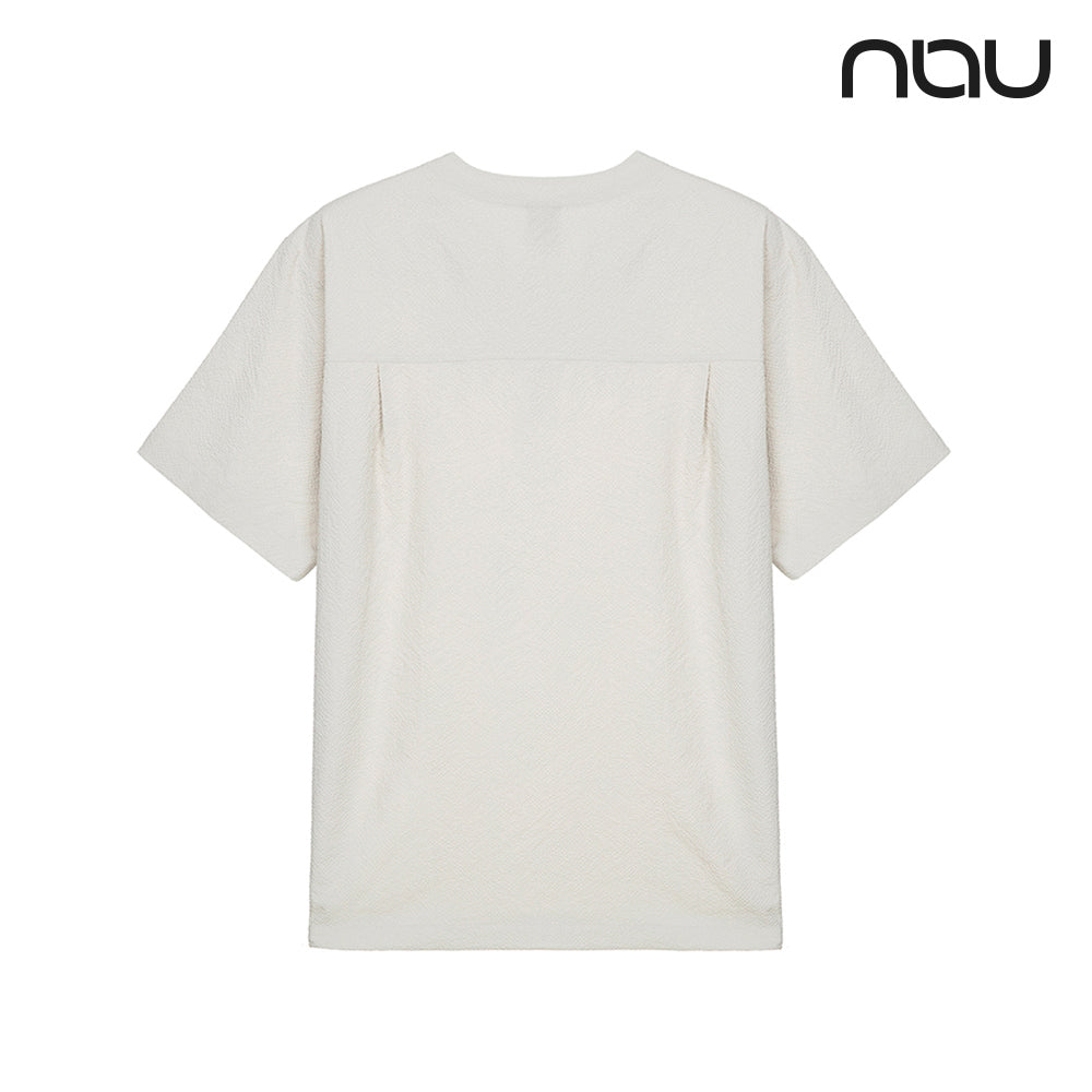 nau - 【nau】SEERSUCKER短袖上衣(暖灰色)-夏季涼爽 泡泡紗 中性款 短T 抗菌除臭|DB1NC502|1NUTSM4903