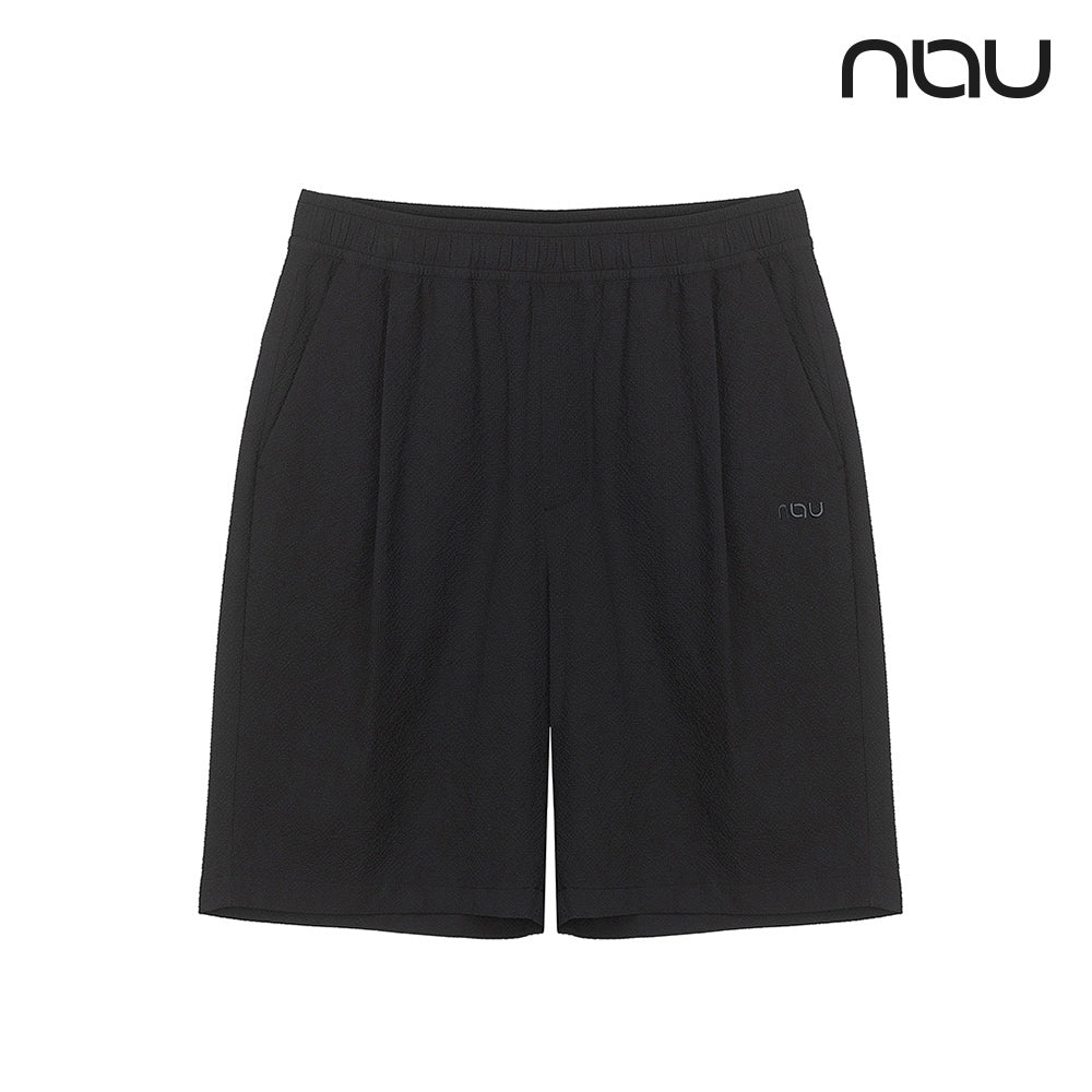 nau - 【nau】SEERSUCKER短褲(黑色)-夏季涼爽 泡泡紗 透氣 涼感 抗菌除臭 中性款|DB1NP003|1NUHPM4903