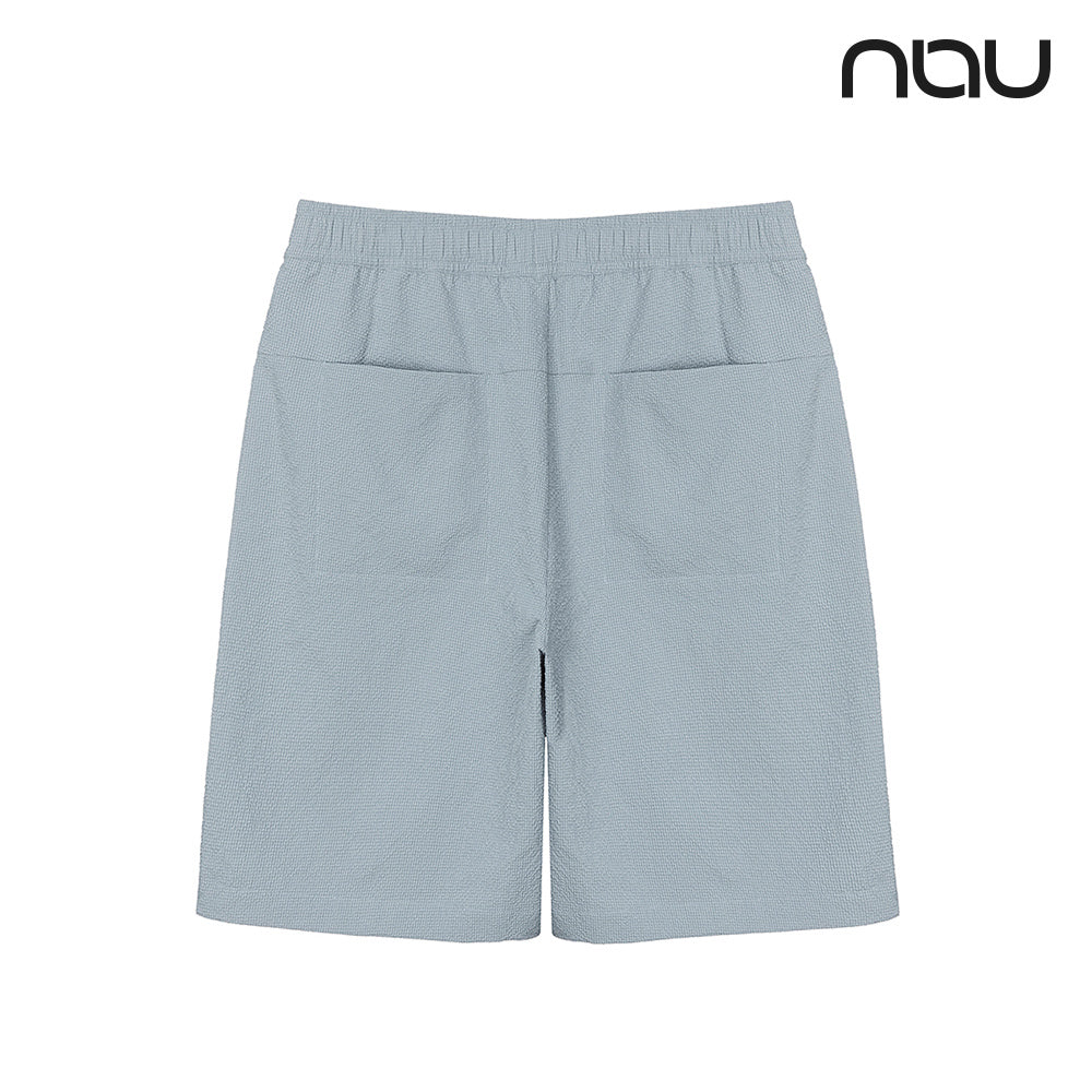nau - 【nau】SEERSUCKER短褲(灰藍)-夏季涼爽 泡泡紗 透氣 涼感 抗菌除臭 中性款|DB1NP003|1NUHPM4903