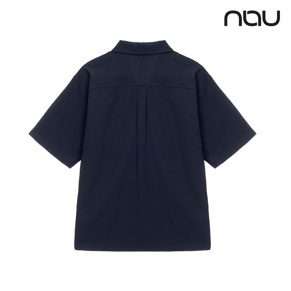 nau - 【nau】SEERSUCKER短袖襯衫(海軍藍)-夏季涼爽 泡泡紗 抗菌除臭|DB1NS101|1NUYSM4901