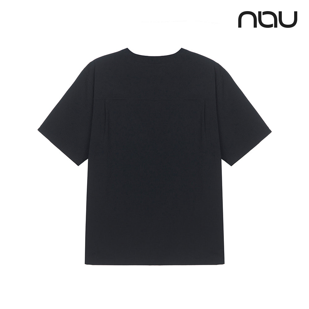 nau - 【nau】M/S SEERSUCKER短袖上衣(深灰)-夏季涼爽 泡泡紗 防潑水 中性款 短T|DB1NC503|1NUTSM4915