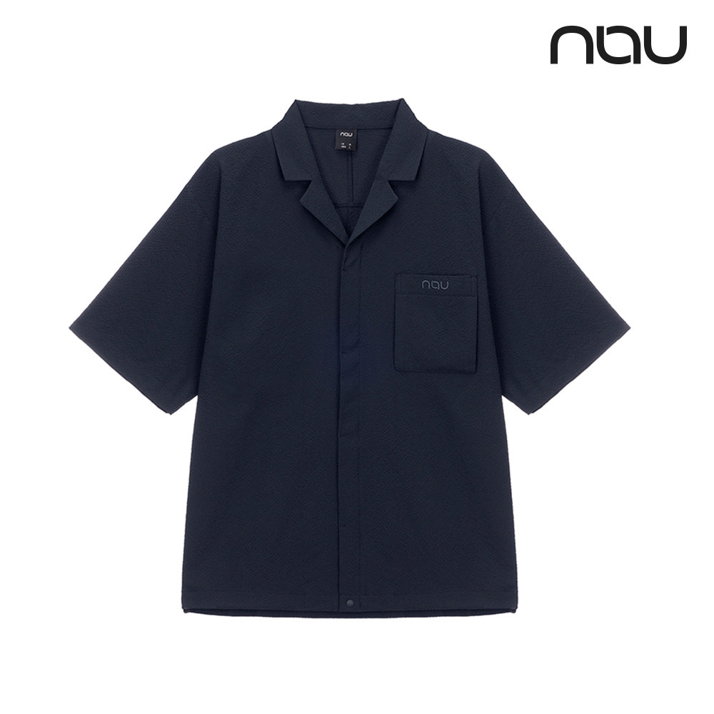 nau - 【nau】SEERSUCKER短袖襯衫(海軍藍)-夏季涼爽 泡泡紗 抗菌除臭|DB1NS101|1NUYSM4901