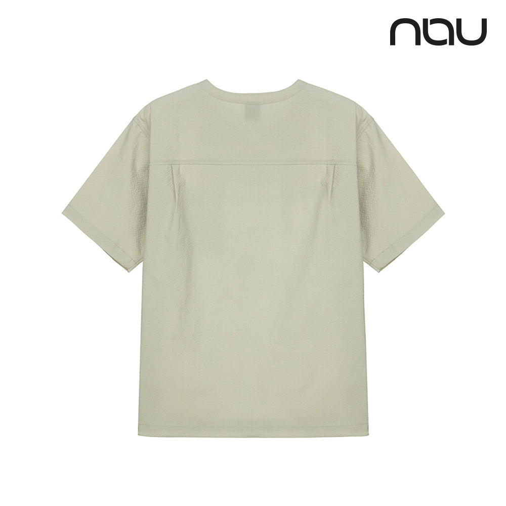 nau - 【nau】M/S SEERSUCKER短袖上衣(卡其米)-夏季涼爽 泡泡紗 防潑水 中性款 短T|DB1NC503|1NUTSM4915
