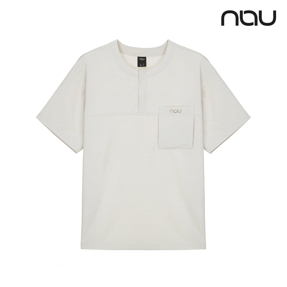 nau - 【nau】SEERSUCKER短袖上衣(暖灰色)-夏季涼爽 泡泡紗 中性款 短T 抗菌除臭|DB1NC502|1NUTSM4903