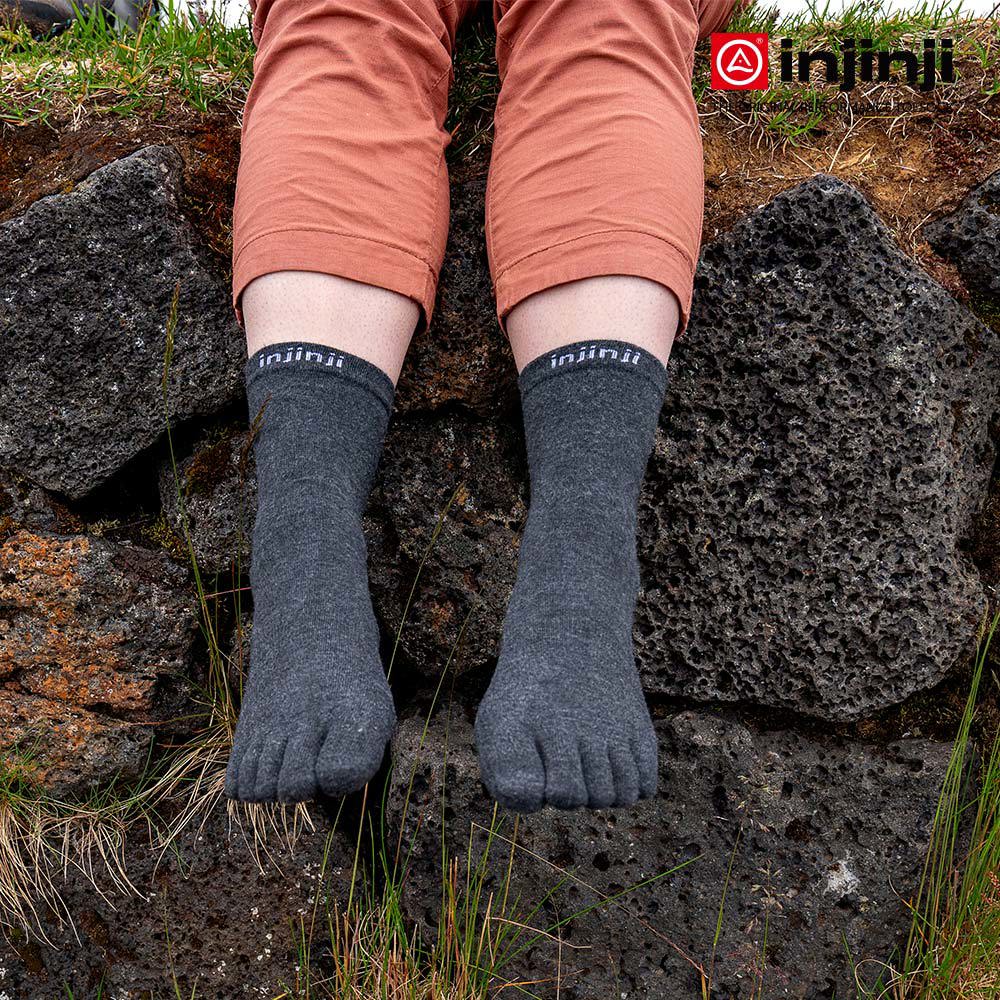 Injinji - 【injinji】Liner羊毛中筒內襪NX(石板灰) - NAA2994 | 羊毛抗菌襪 吸濕排汗 登山推薦 五趾襪