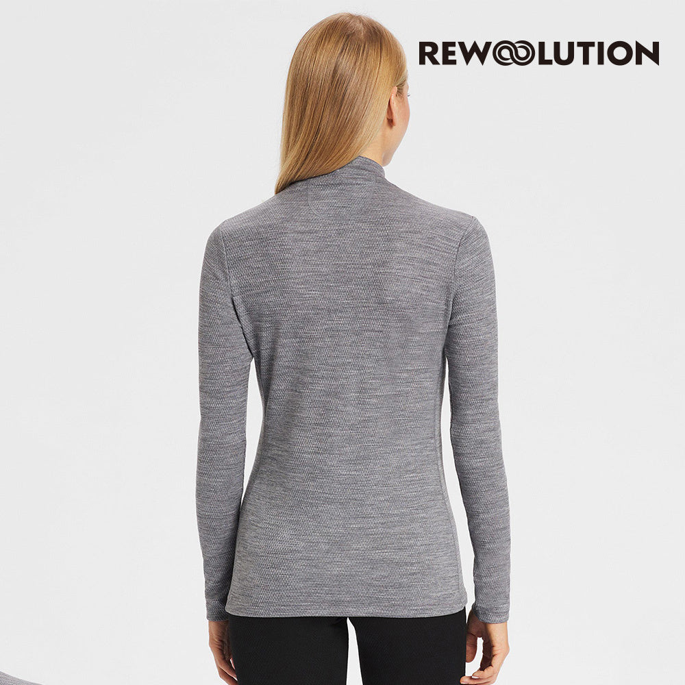 REWOOLUTION - 【Rewoolution】女 BAKKI 180g小高領長袖上衣(霧灰) 美麗諾羊毛 控溫 小高領長袖 羊毛衣 底層衣 登山 吸濕排汗|EB2WC70893